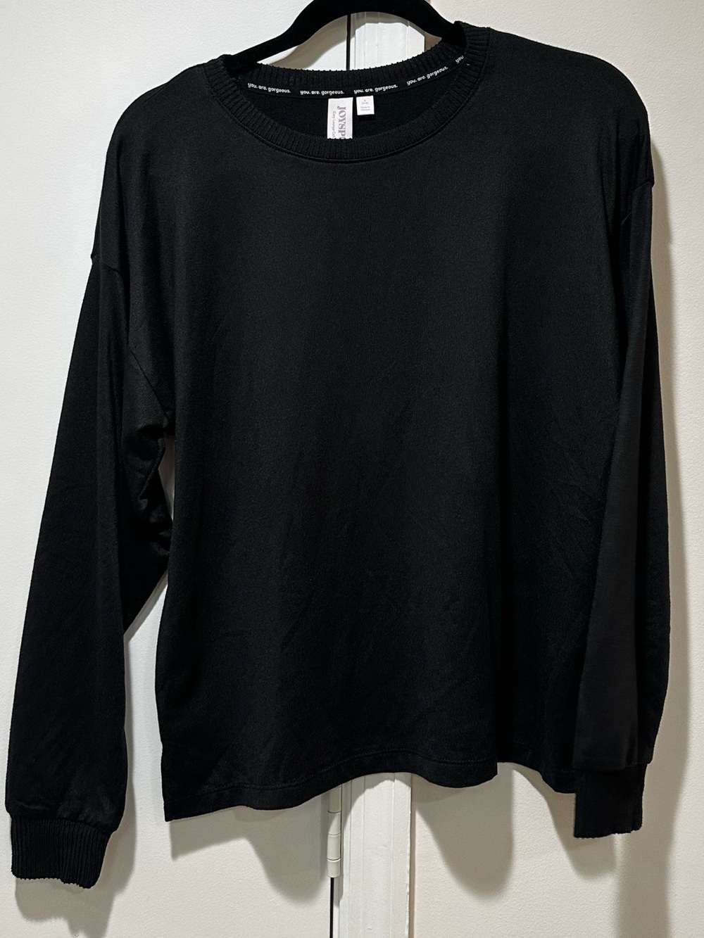 Joyspun Cozy Lounge Black Hacci Knit Long Sleeve Sleep Top Women’s S 4-6